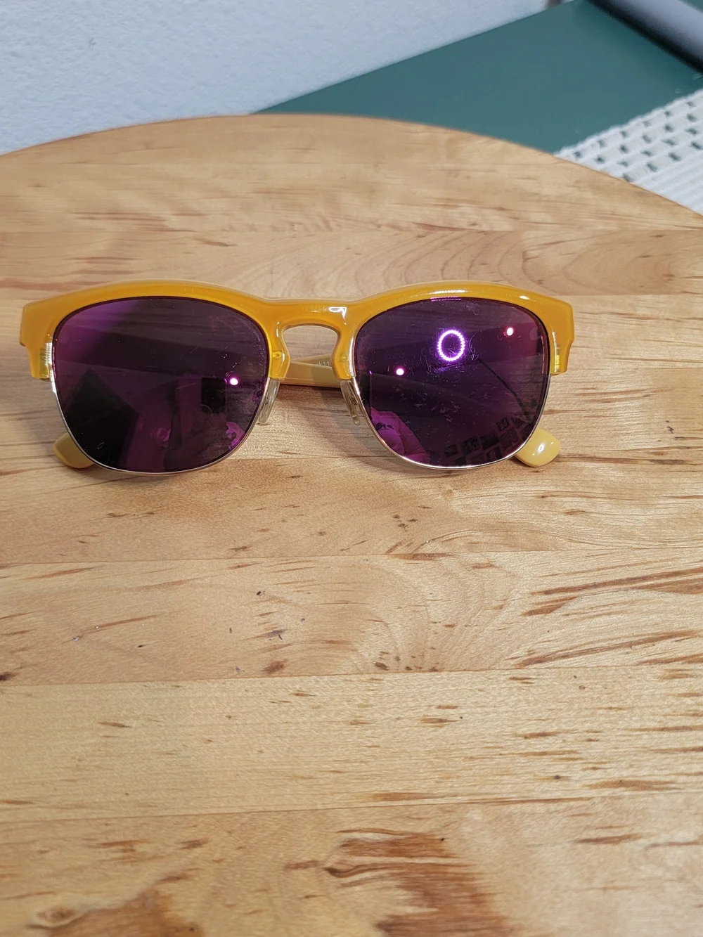 Calvin KLEIN Yellow Sunglasses with Purple Lenses